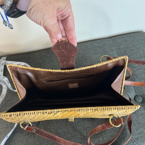 Vintage wicker bag with leather straps Woven Shoulder Bag - Picture 6 of 8